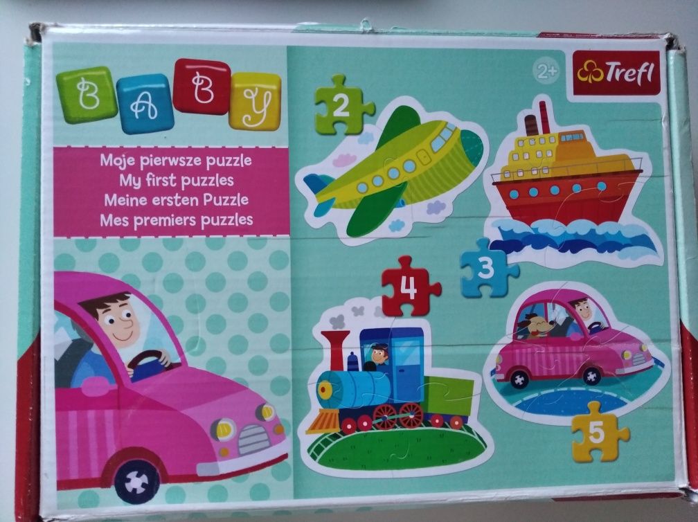 Zestaw 3 szt. Puzzle Baby Trefl Pojazdy i Połóweczki Zwierzęta Świata