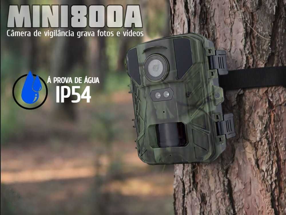 Câmera caça e vigilância Mini 800A LEDs negros de 50MP e vídeos 4K