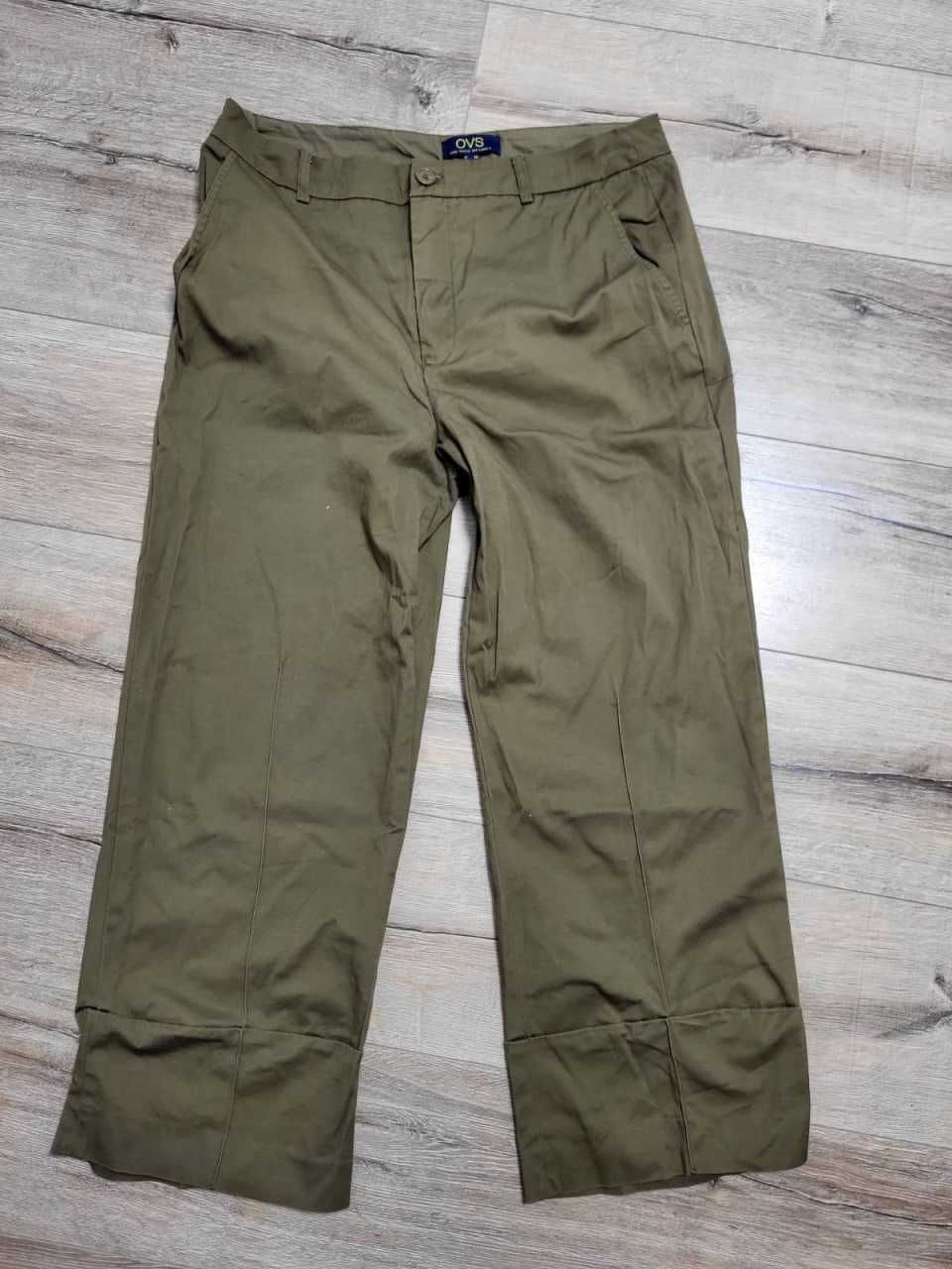 Брюки, штаны  OVS защиные  котон  укороченные брюки с манжетами Италия