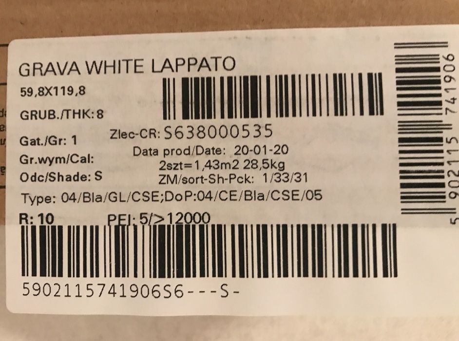 Płytki opoczno grava white lappato 120x60