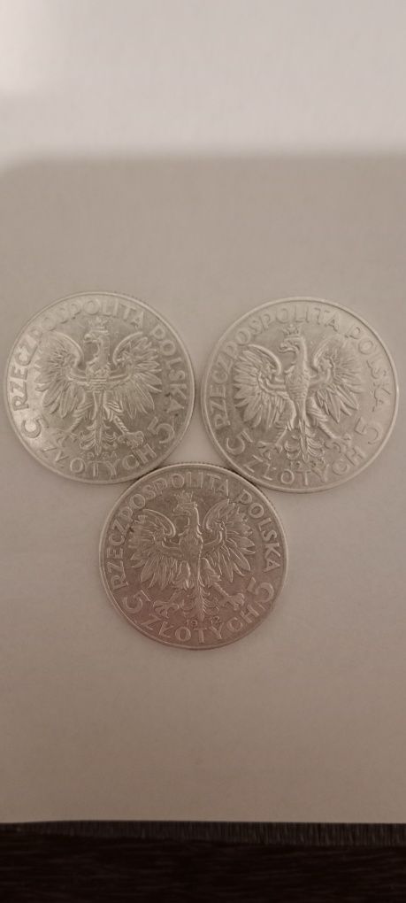 Moneta 5 złoty srebrna rok 1932,1933,1934