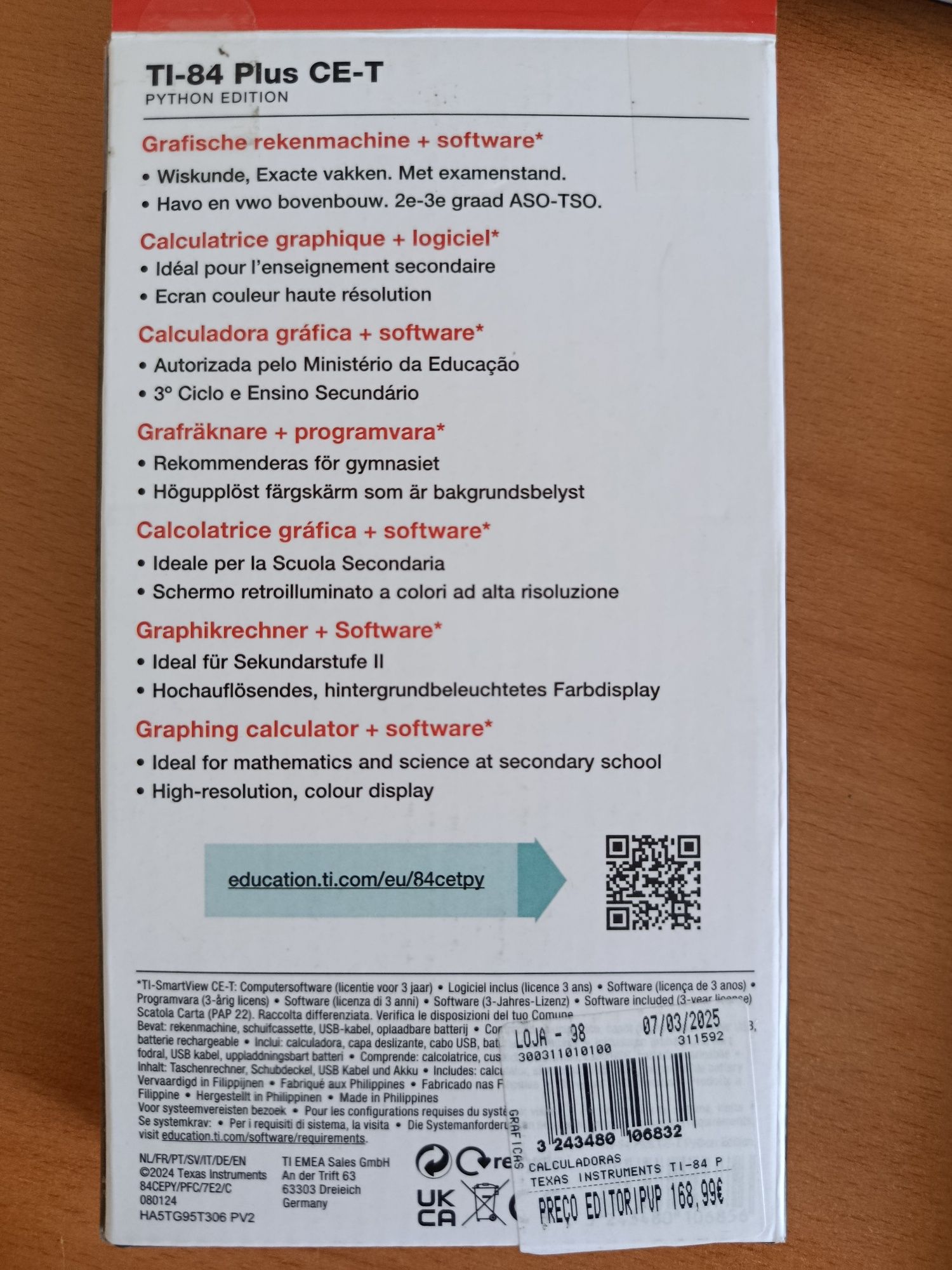 Texas TI-84 Plus CE-T na Garantia 2anos 
TI‑84 Plus CE-T