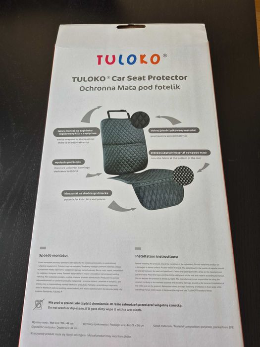 Ochronna mata pod fotelik Tuloko - Czarna nowa