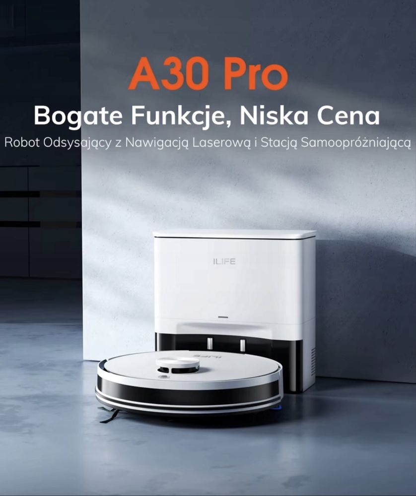 ILIFE A30 Pro – Robot Odkurzający 5000Pa z Mopem i Stacją 2w1 combo
