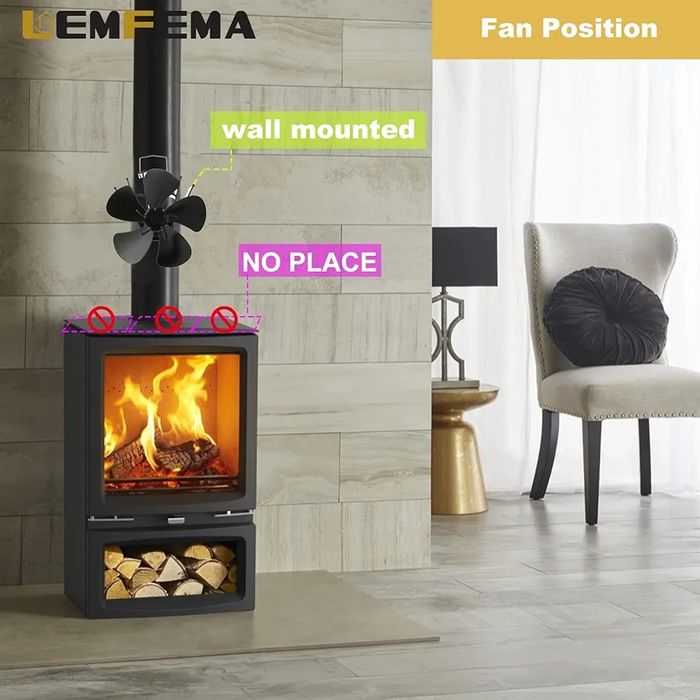 Вентилятор для каміна на димохід магнітний 5 лопатей новий