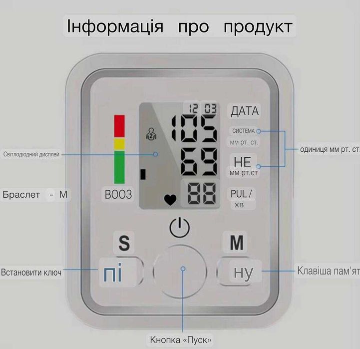 Тискомір Портативний цифровий  Тонометр