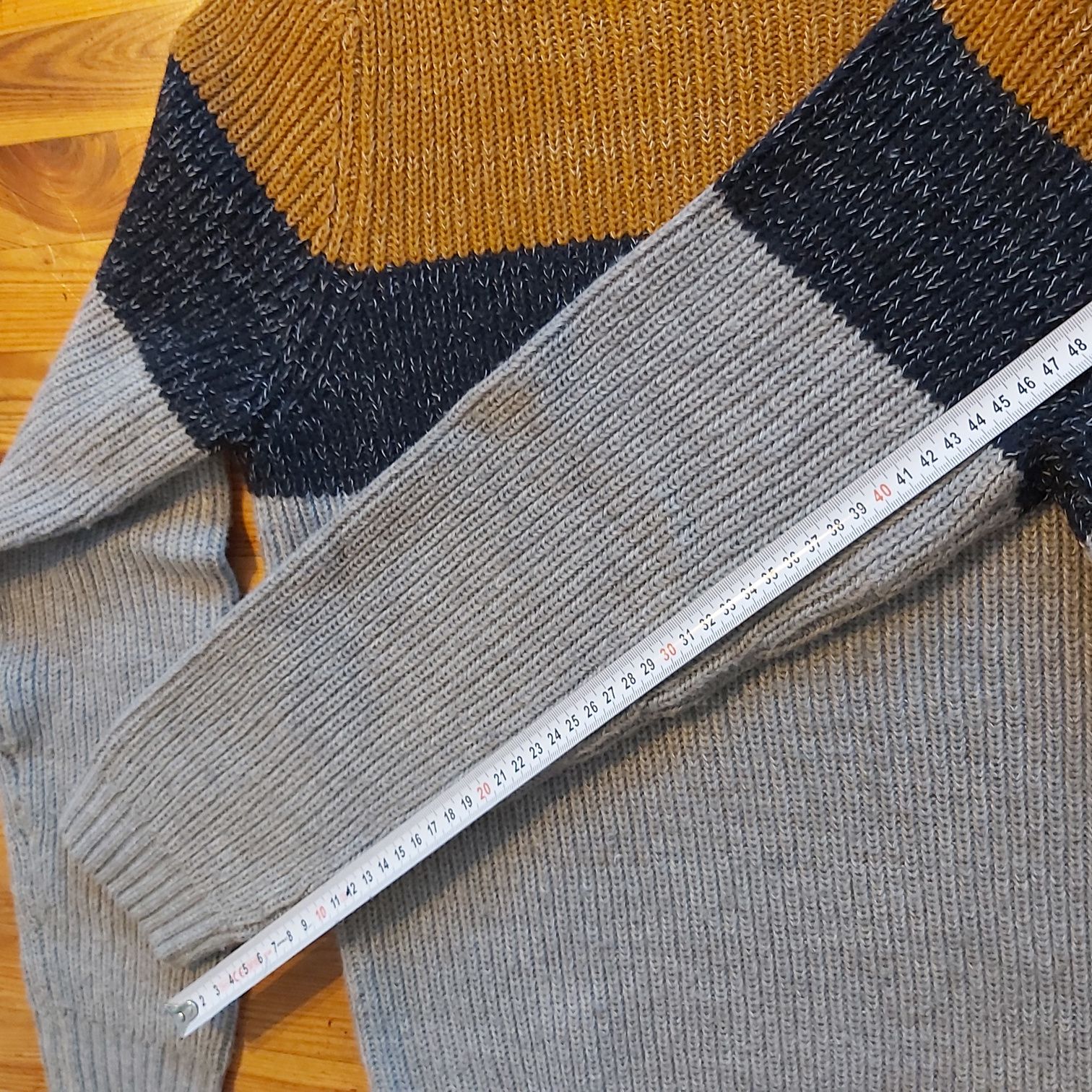 JAK NOWY - Gruby sweter pleciony zimowy ciepły S