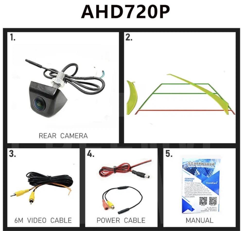 Камера задньго виду/ходу з динамічною траєкторією AHD 720 металева