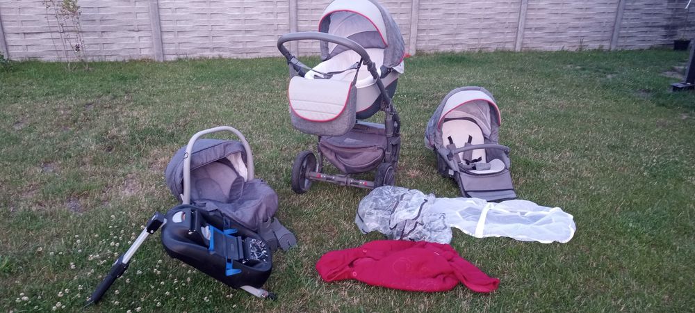 Wózek zestaw komplet 3w1 baza nosidło adaptery gondola spacerówka