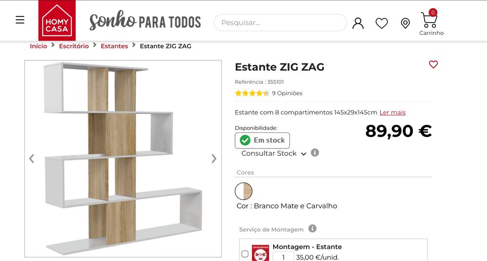 Estante madeira zig zag