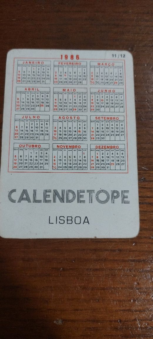 Calendários de 1986