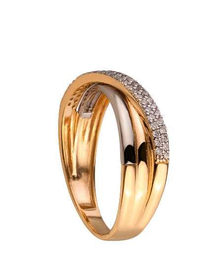 Кольцо Дорожка Трио Бриллианты 0,19Ct красное с белым золото 585 16р