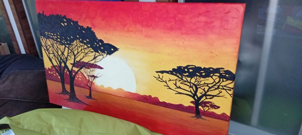 Pintura a óleo original "paisagem africana"