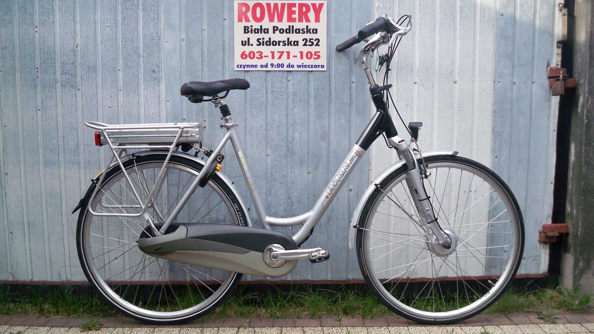 Elektryczny rower BIKKEL rama 54 cm. ALUMINIOWA Nexus 8 koła 28