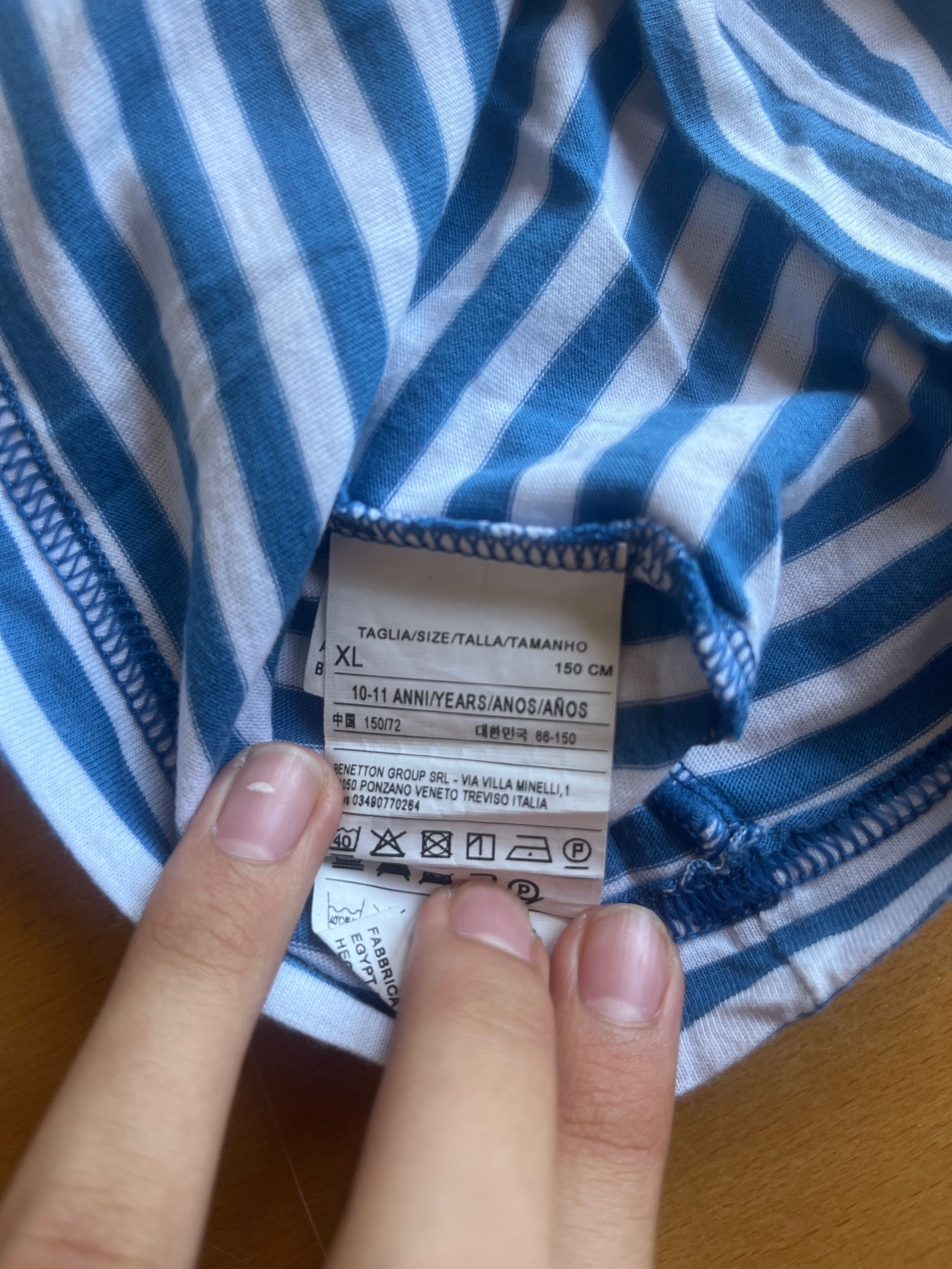 T-Shirt Às Riscas Brancas E Azuis BENNETON Rapaz