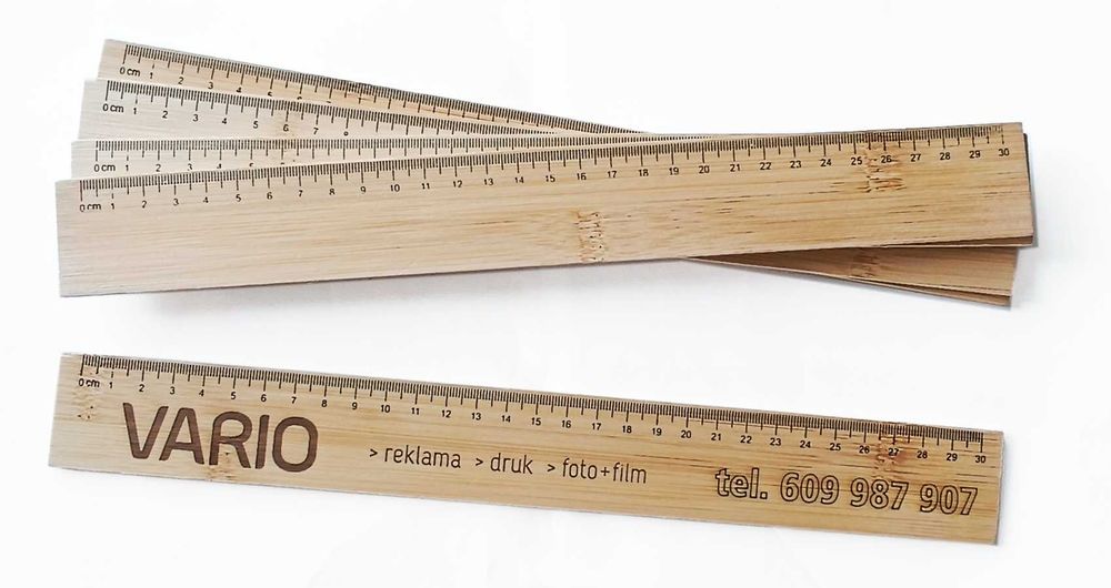 Linijki drewniane bambusowe grawer logo 25 szt.