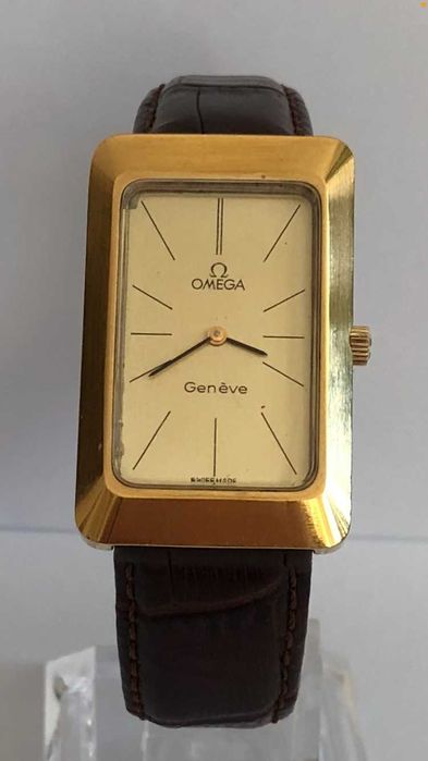 Omega Geneve Tank, nakręcany pozłacany  zegarek męski lub unisex - LUX
