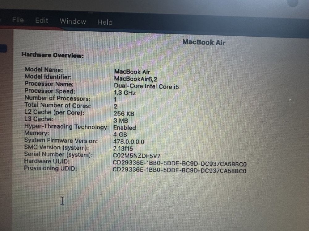 Mackbook Air 13”3 - 1.6 - 2GB - 2013