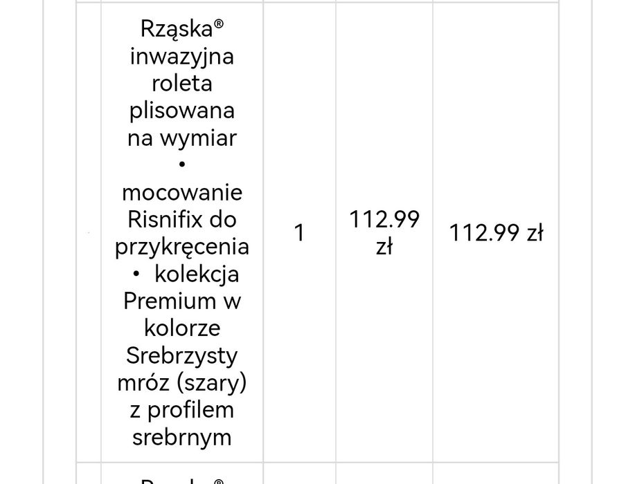 Roleta plisowana nowa 120/54 srebrzysty Mróz