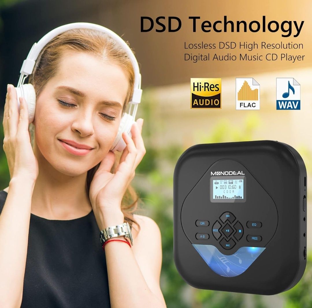 MONODEAL Odtwarzacz CD przenośny Bluetooth MP3
