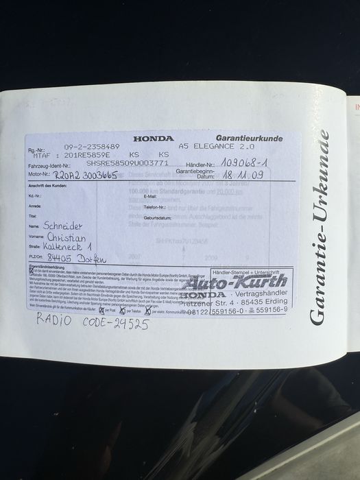 Honda CRV 2009 2.0 150 km