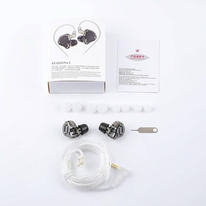 Навушники KZ ZS10 Pro 2 гібридні 10-ти драйверні навушники (1DD+4BA)