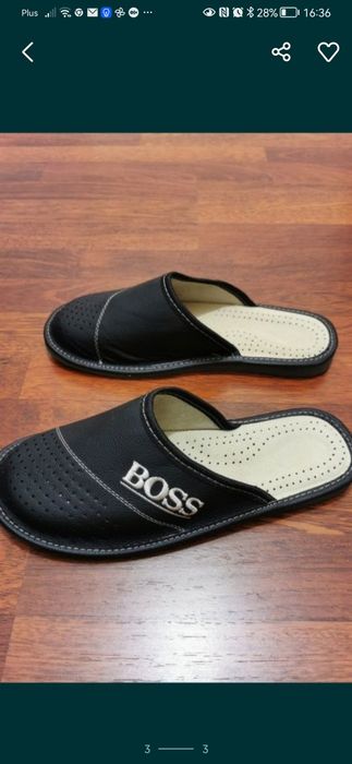 Skórzane Pantofle Męskie Boss