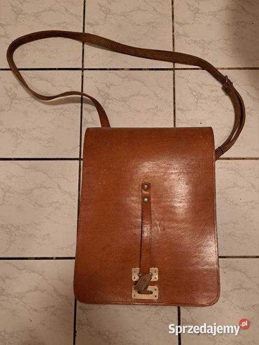 Torba raportówka vintage PRL - 100% skóra