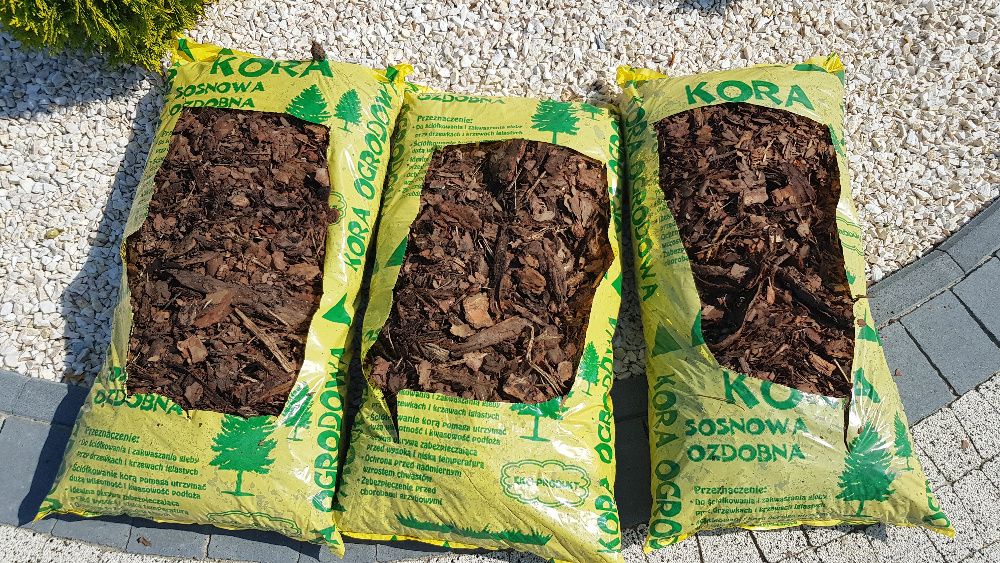 Kora sosnowa iglaków ogrodowa kwiatowa torf nawóz obornik humus