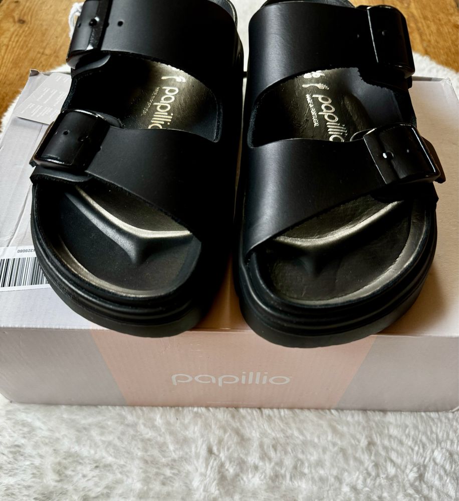 Birkenstock klapki skórzane Papillo Arizona platforma 36