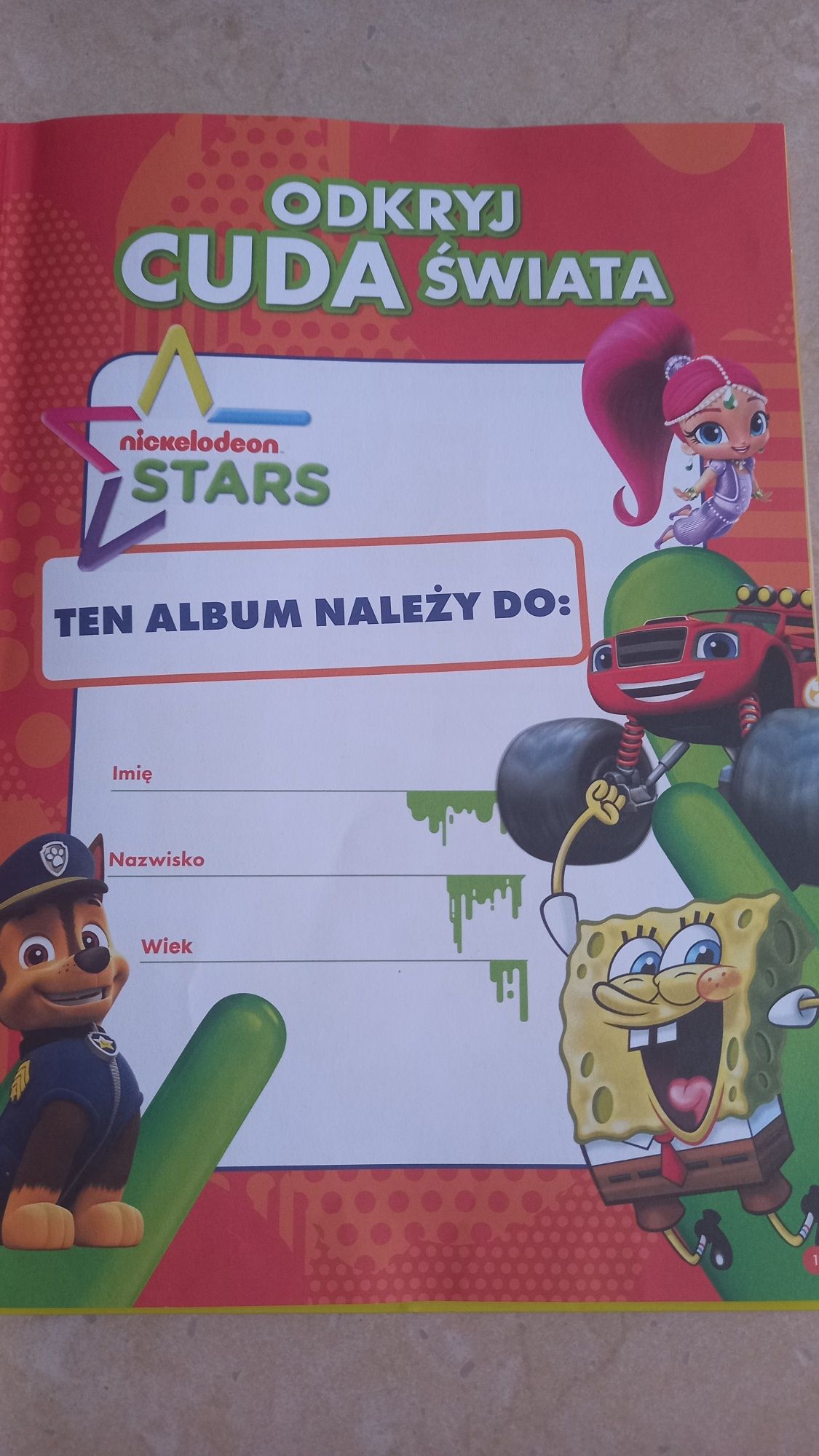 Nickelodeon Stars Album Sponge Bob Psi Patrol Dorotka I inni