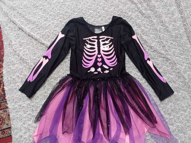 Карнавальный костюм девочка скелет светящийся 5-6 лет