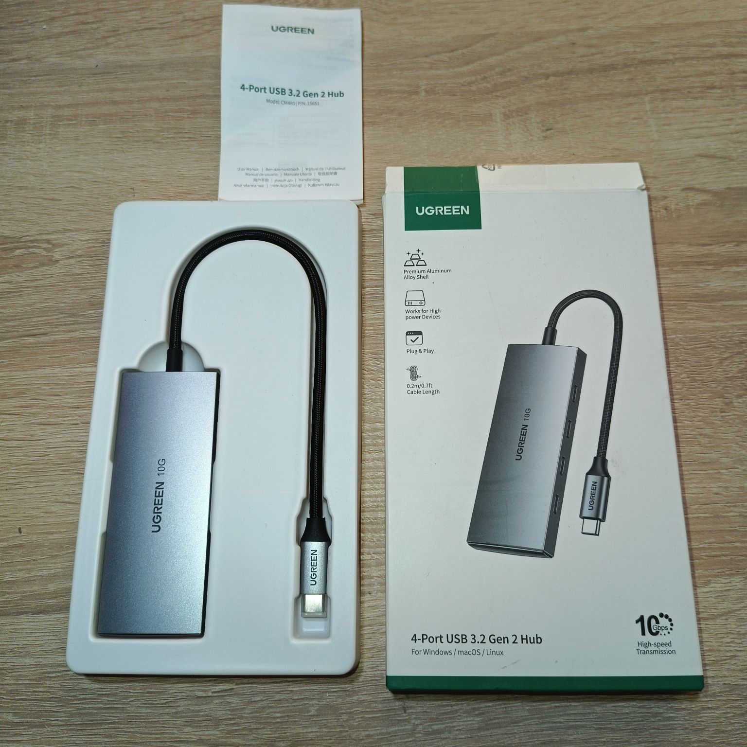 UGREEN 4-Port USB 3.2 Gen 2 Hub (10 Гбіт/с, USB-C)
