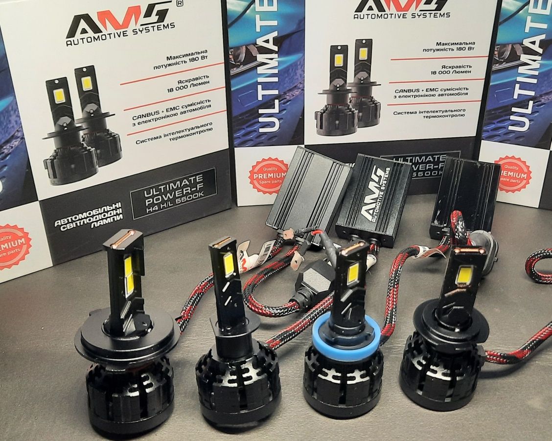 LED лампа AMS ULTIMATE POWER-F H11/Н7/ Н4/Нв3/Нв4 5500K CANBUS 12-24V