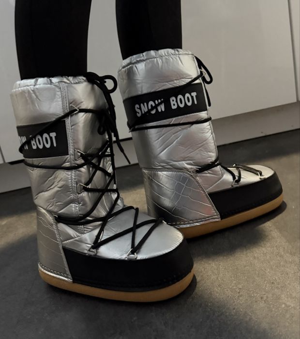 Srebrne śniegowce, śniegowce damskie, kozaki, 35/36