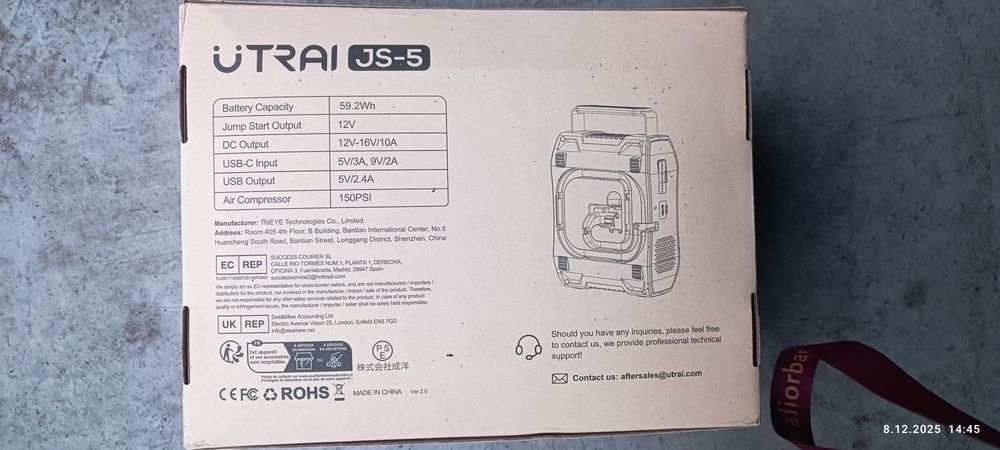 Power Bank jump starter kompresor Utrai JS-5