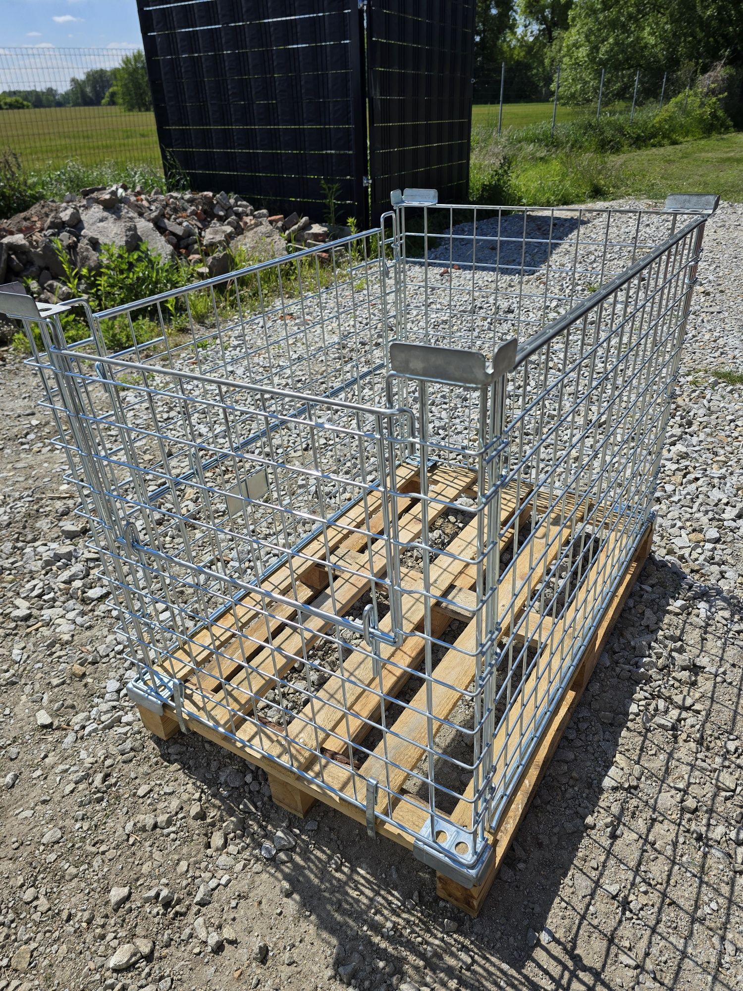 Gitterbox Składany kosz metalowy na paletę WANZL otwierane 2 boki