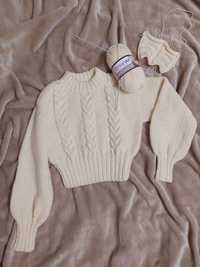 Шерстяной свитер ручной работы handmade крупной вязки полушерсть