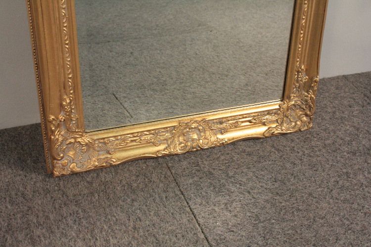 Stylowe Lustro ze Szlifem w Złotej Ramie-132x52cm