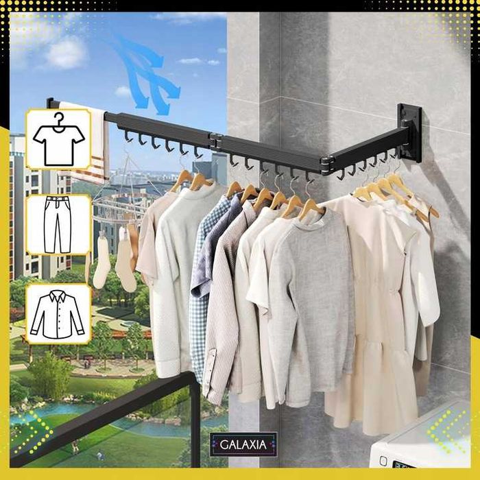 SUSZARKA NA PRANIE Wieszak Ubrania Składany Do Prania Ścianę Rozsuwana