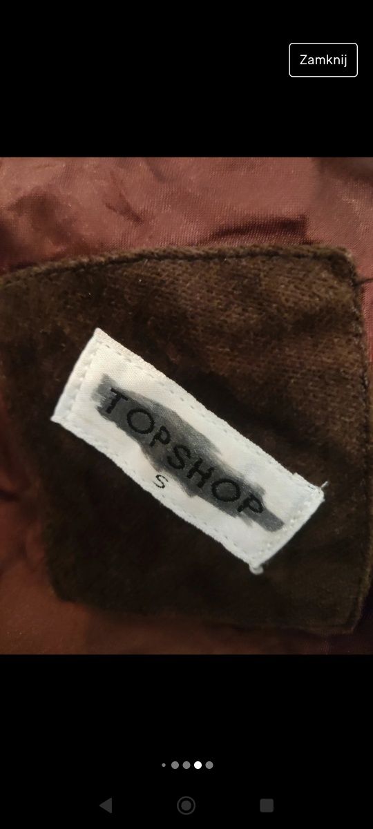 Krótka kurtka szturuksowa, brązowa - Topshop r. 38