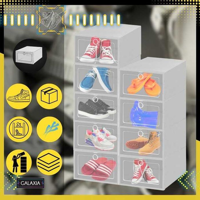 10x Pudełka Na Buty Organizer Pudełko Szafka Półka Pojemniki Obuwie