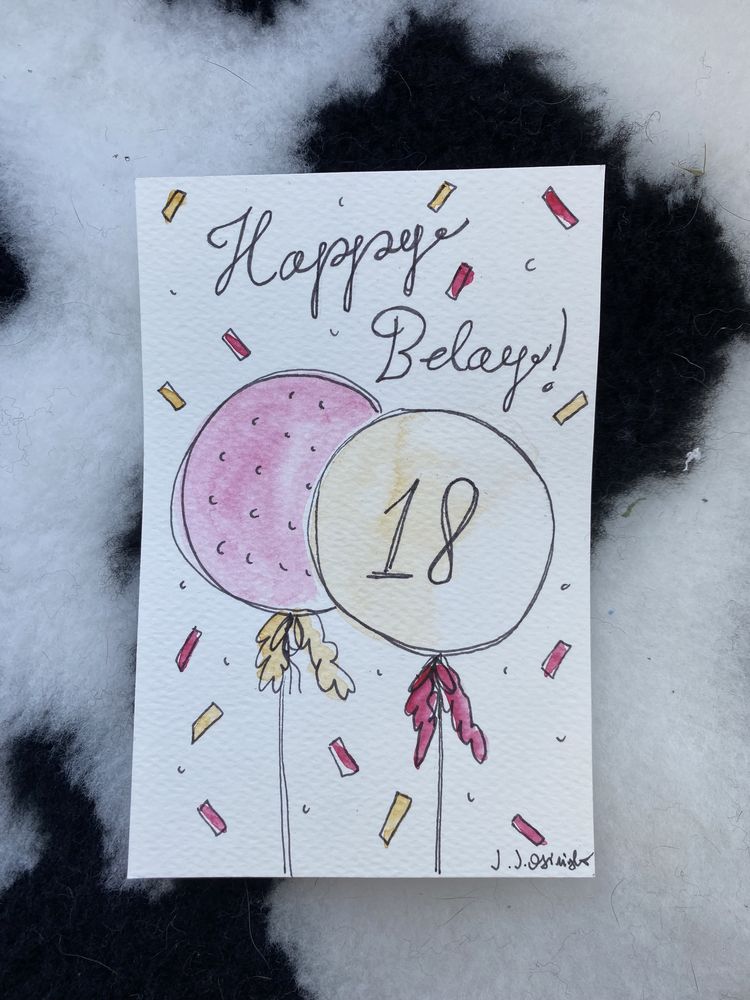 Kartka okolicznościowa urodzinowa urodziny 18 osiemnstka balony boho