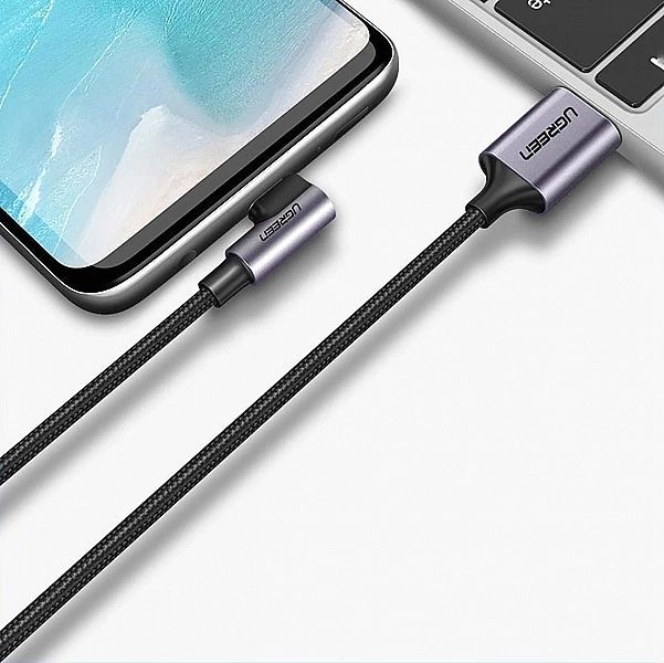 Kabel Ugreen Us284, 70255 Usb-a (prosty) / Usb-c (kątowy) 3a 3m - szar