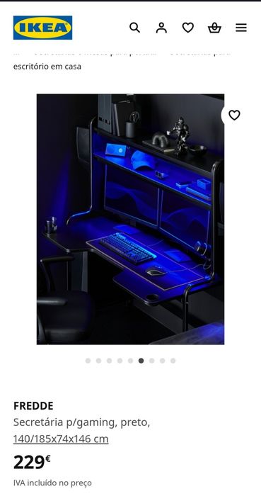 Secretaria IKEA - Fredde p/gaming em Preto