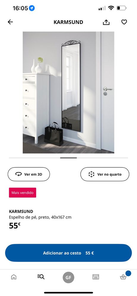 Espelho ikea preto karmsud