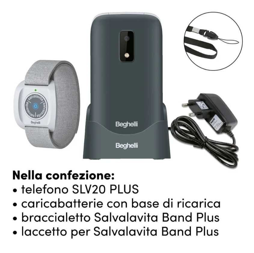 Telefon BEGHELLI SLV20 Plus + Band Plus ze stacją ładującą