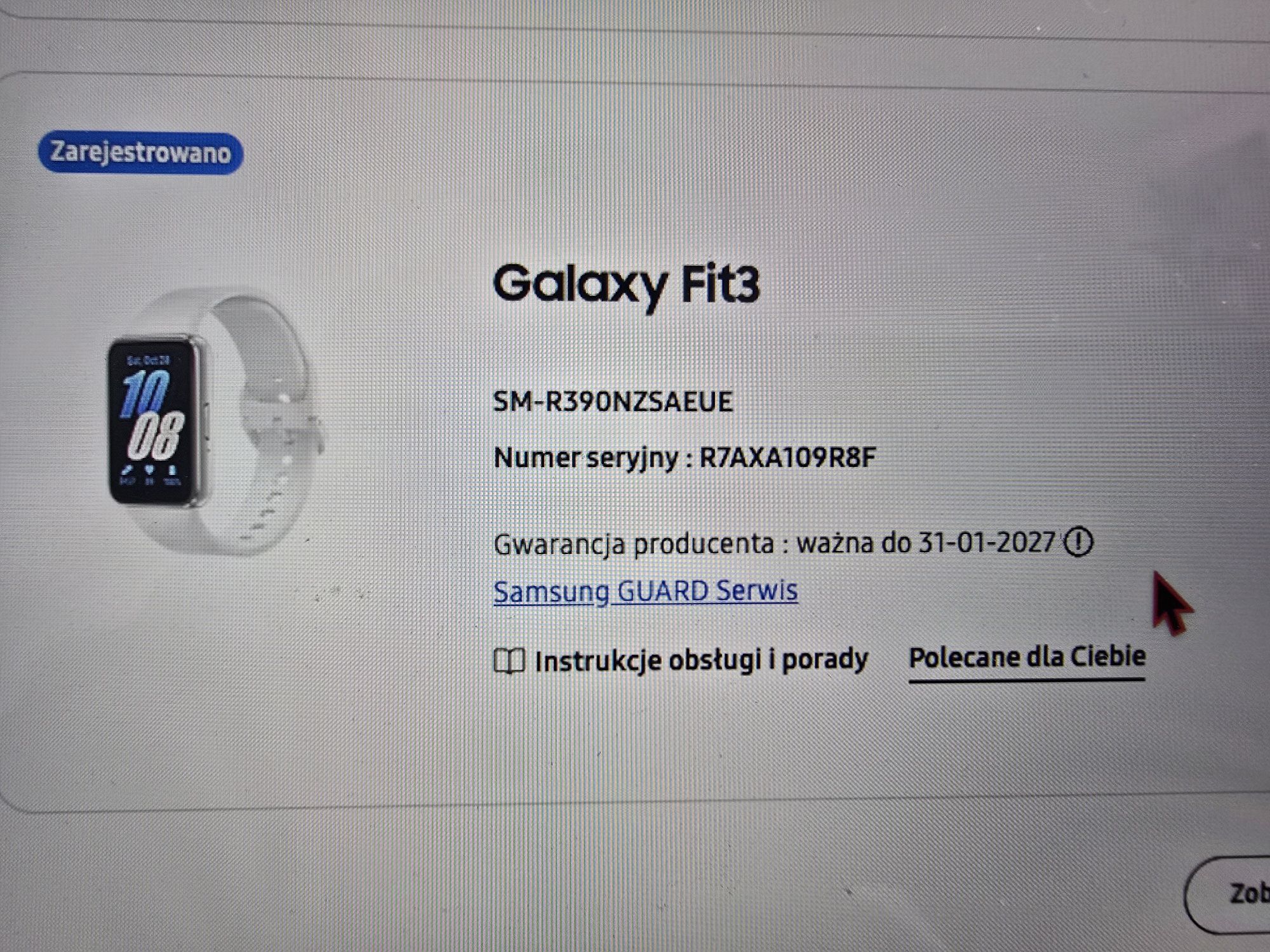 Smartband opaska Galaxy Fit3 paski etui gwarancja 2027