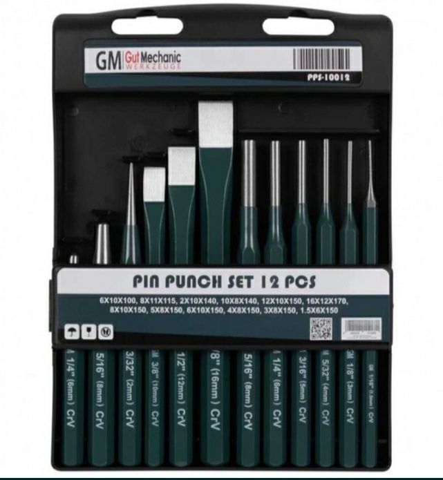 Набір пробійникіа та зубил GUT MECHANIC 12 ШТ PPS10012м набор зубил