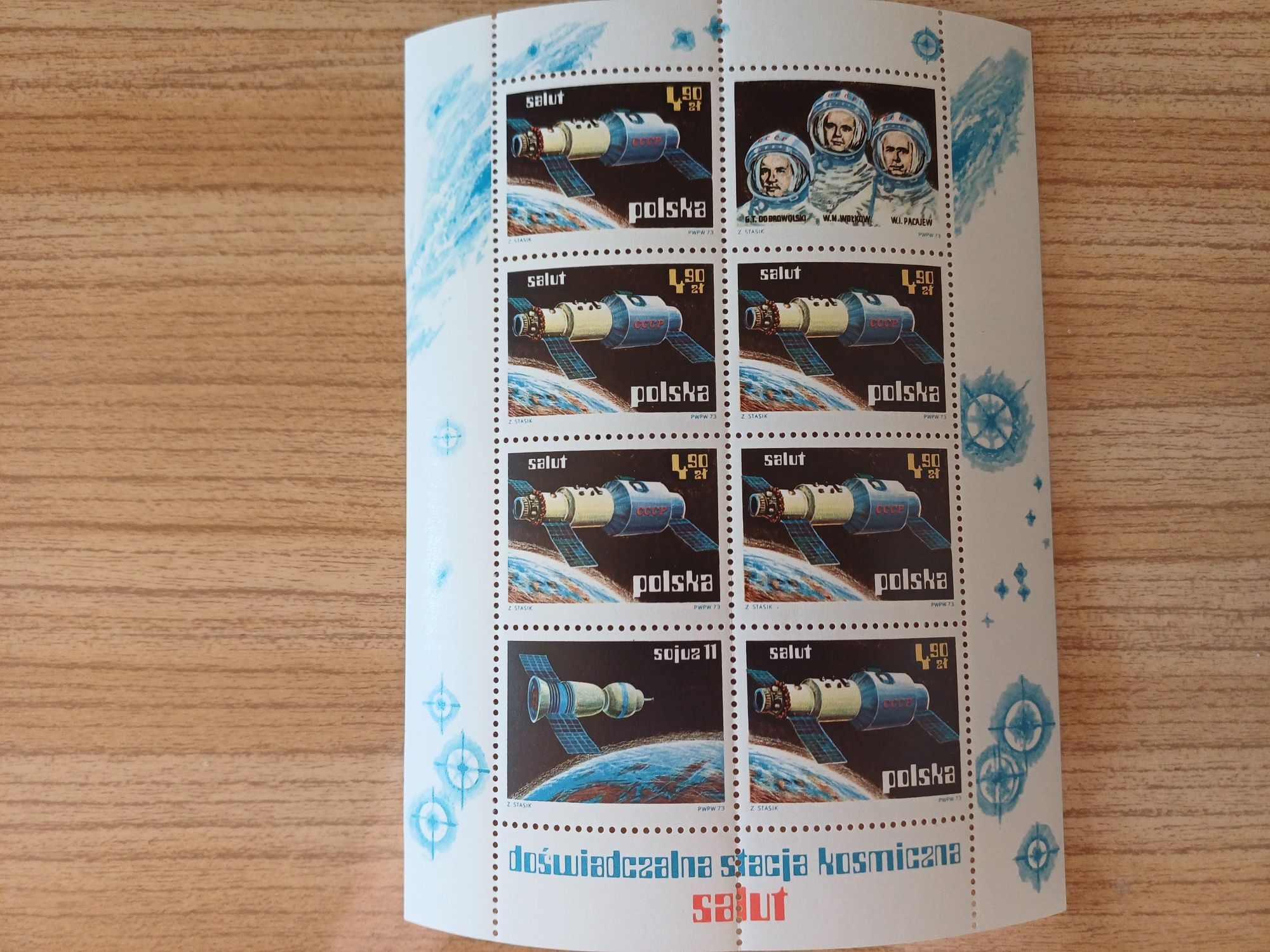 Kosmos arkusze znaczków z 1973 roku